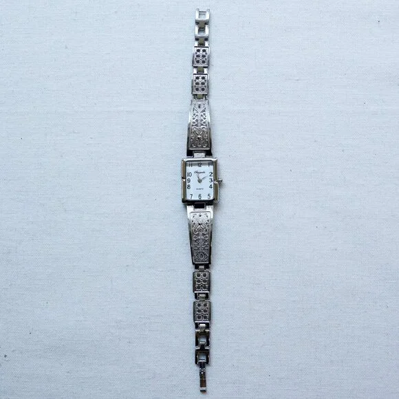 y2k silver rectangle stainless steel vintage quartz watch - Picture 7 of 9